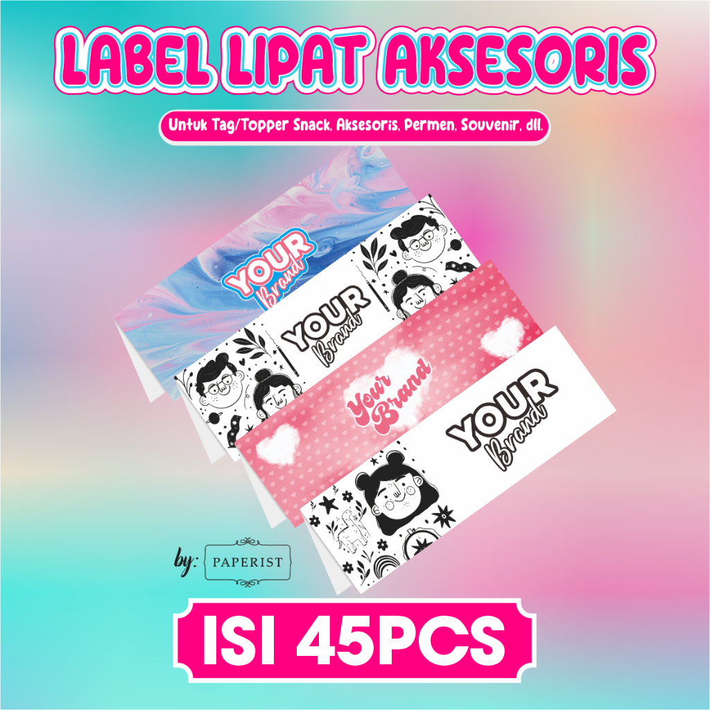 

Hang Tag Label Lipat / Hang Tag Isi 45 Pcs / Label Aksesoris / Topper Bag / Cutte Paper / Kertas Label Gantungan