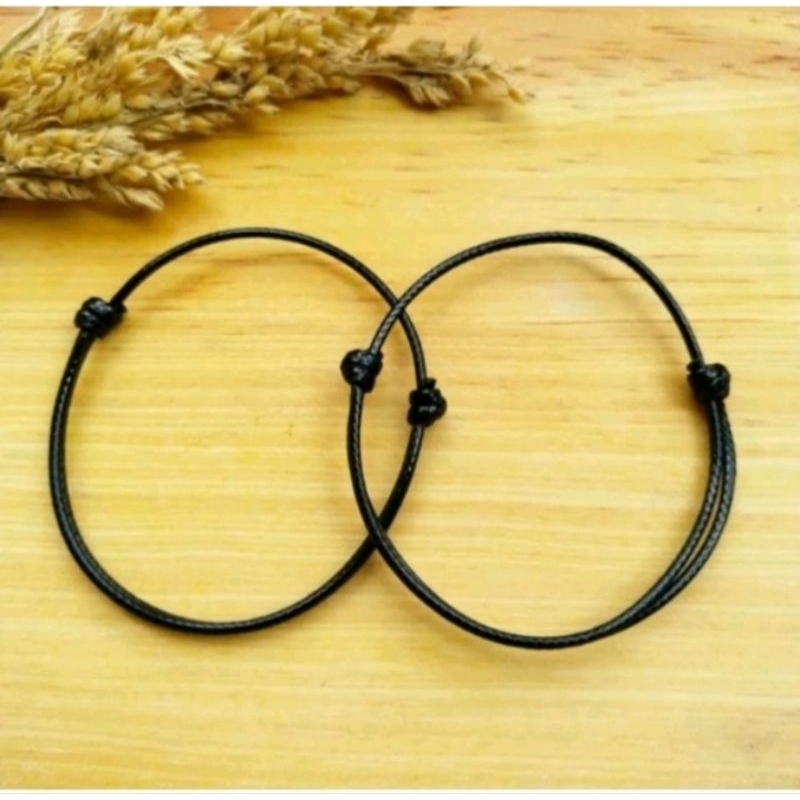 Gelang tali korea polos hitam gelang tali waterprof cowok cwek/gelang anak muda