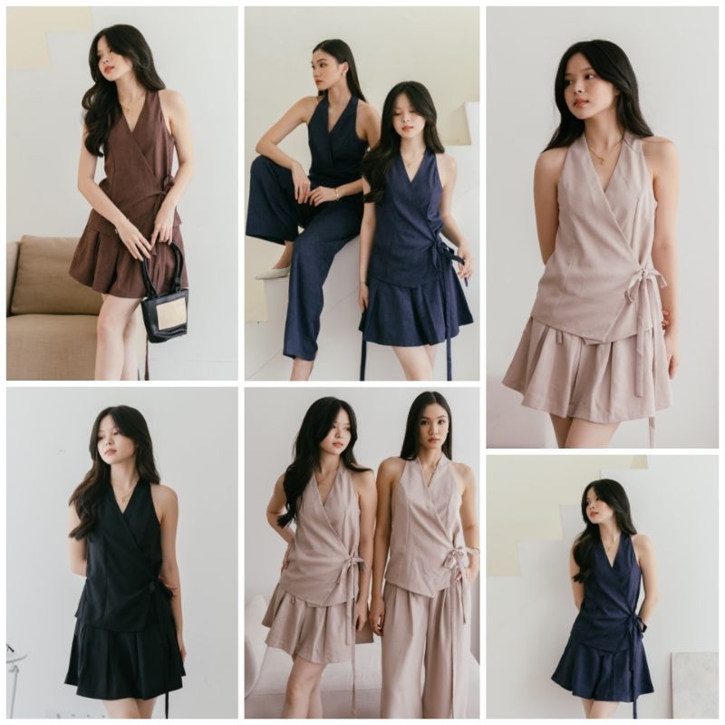 chani kimono set / atasan kutung vest bangkok wanita dan rok celana mini