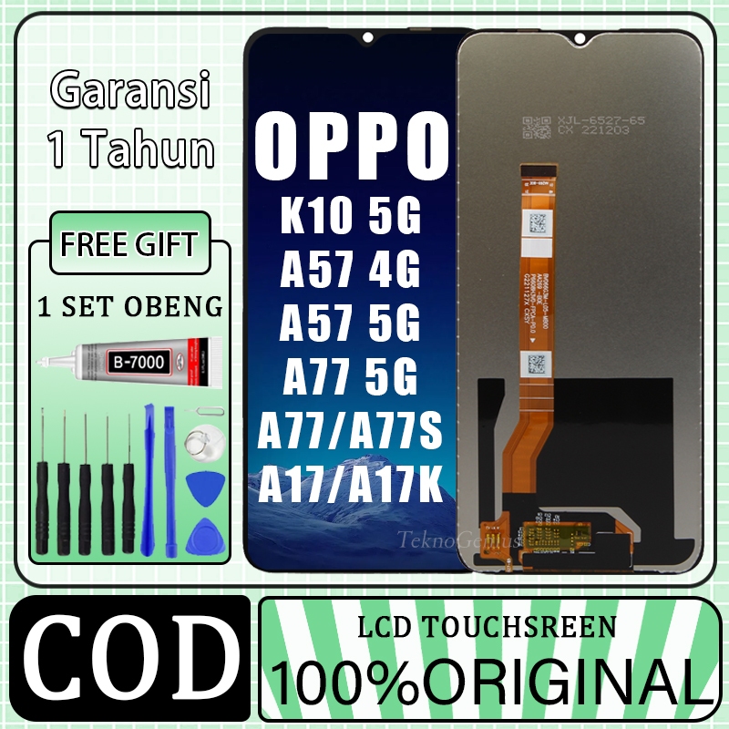 ORIGINAL LCD OPPO K10 5G/A17/A17K/A57 4G/A57 5G/A77/A77S/A77 5G BLACK FULLSET TOUCHSCREEN / ORIGINAL