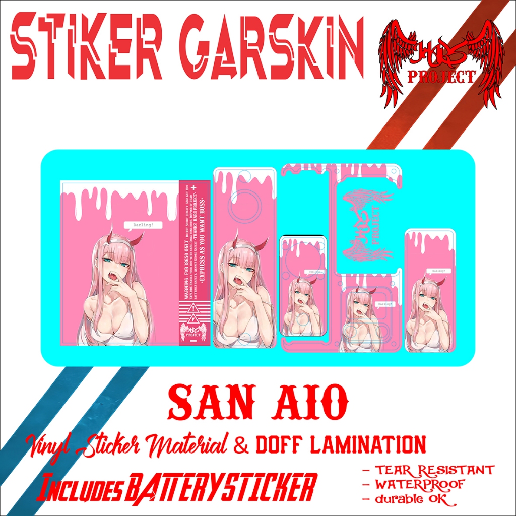

stiker garskin SAN AIO best seller+ bonus stiker batterai