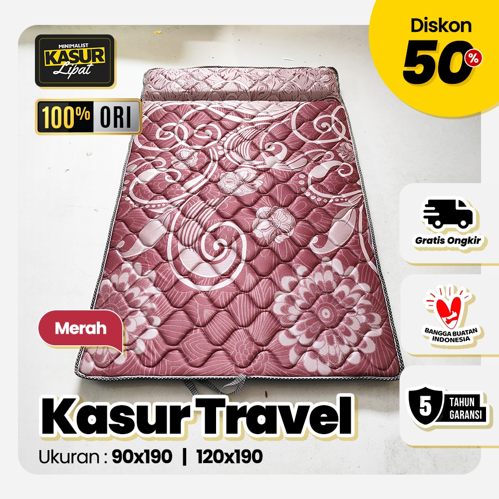 Cozy Kasur Busa Lipat Kecil 90x190 Bed Gulung Lantai Travel Merah Premium Garansi 5 Tahun