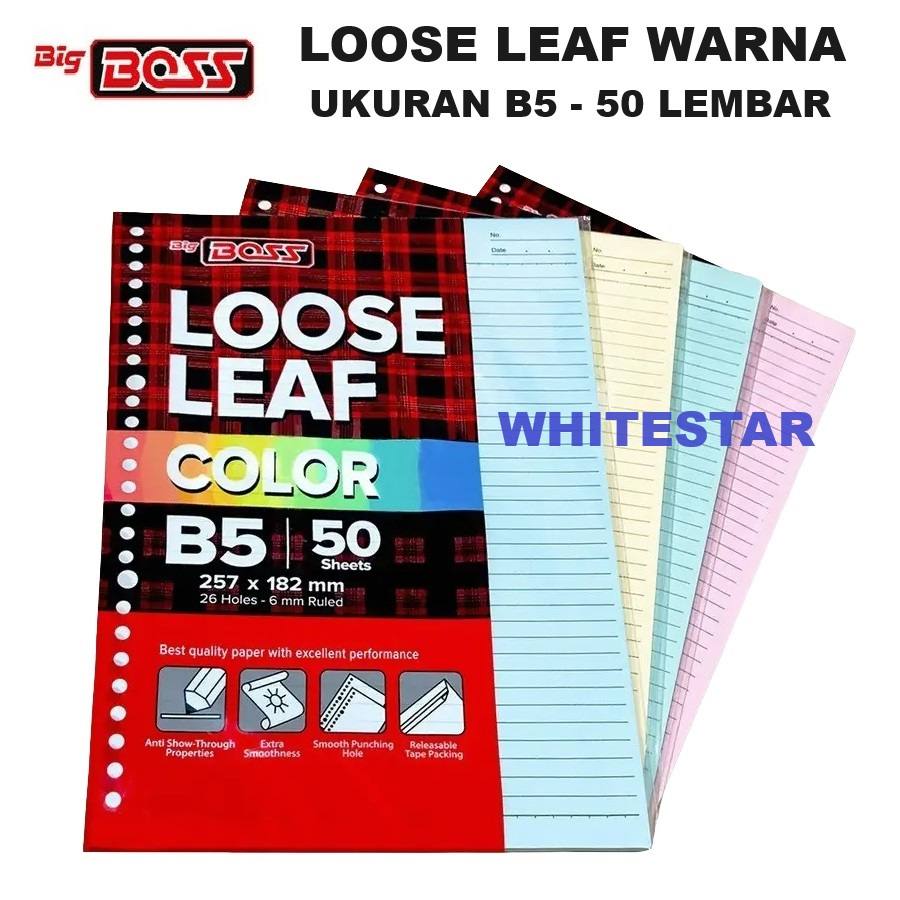 

loose leaf garis big boss warna / color - ukuran / Uk. B5 - 50 lembar