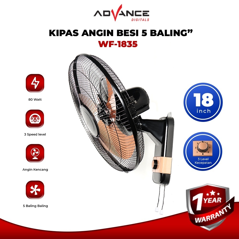 kipas angin advance wf-1835 / kipas angin dinding baling besi / wall fan advance/kipas advance 18in