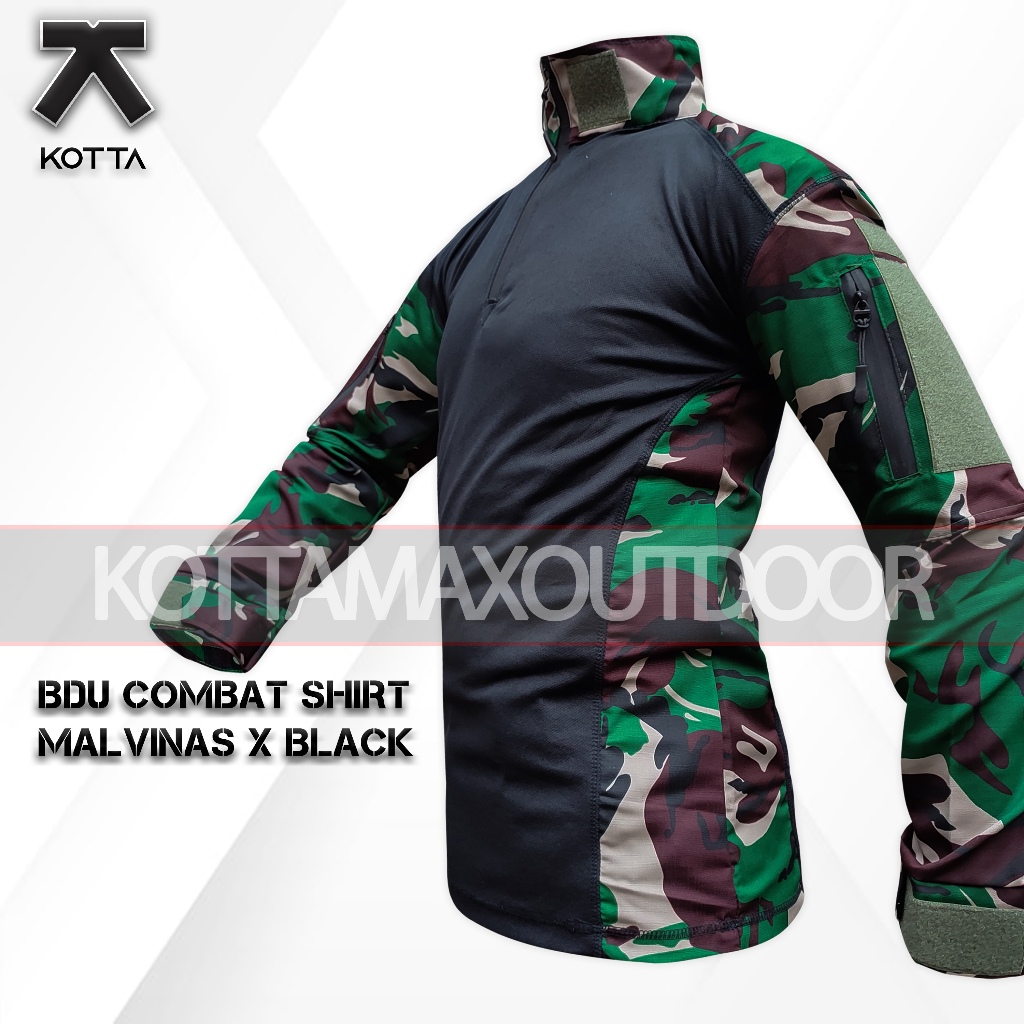BAJU KAOS TACTICAL BDU COMBAT SHIRT TNI  LORENG MALVINAS HITAM KAOS BDU TACTICAL ARMY