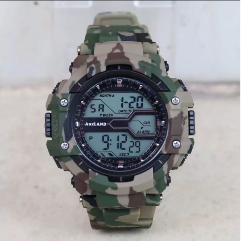 Jam Tangan Digital Pria loreng army Terbaru Original auxland 100% water resistance 2024