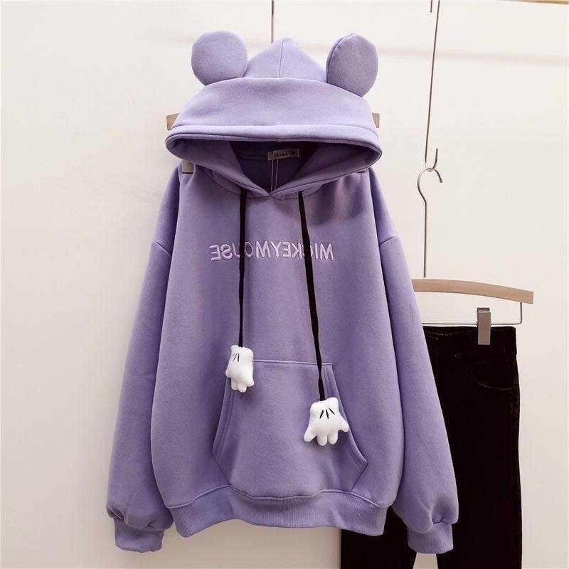 AZIZAHSTORE539 Hoodie Oversize Korea mickey Mouse Topi telinga tikus Lucu Korean Style Terbaru
