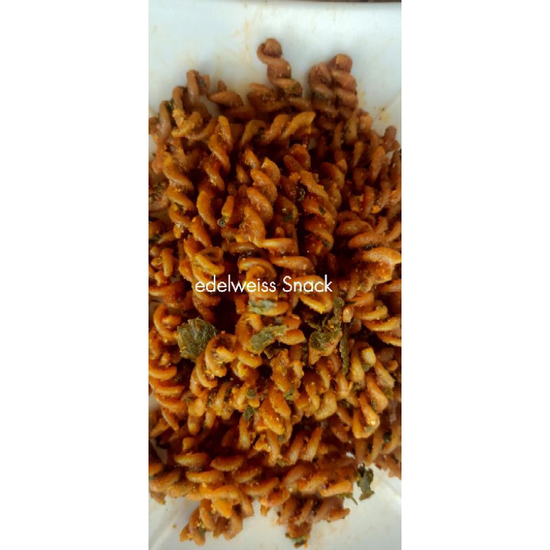 

Makaroni Spiral Daun Jeruk Pedas Manis Gurih Kemasan 80gr