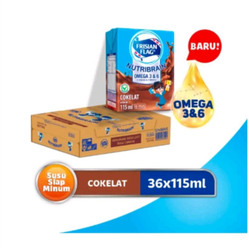 

1karton FRISIAN FLAG OMEGA NUTRIBRAIN//SUSU UHT rasa coklat isi 36pcs@115ml