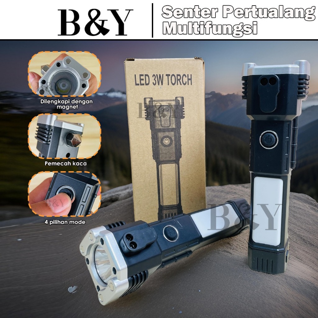 SENTER LED MULTIFUNGSI HUMMER EMERGENCY PLUS 4 MAGNET / SENTER CAS USB