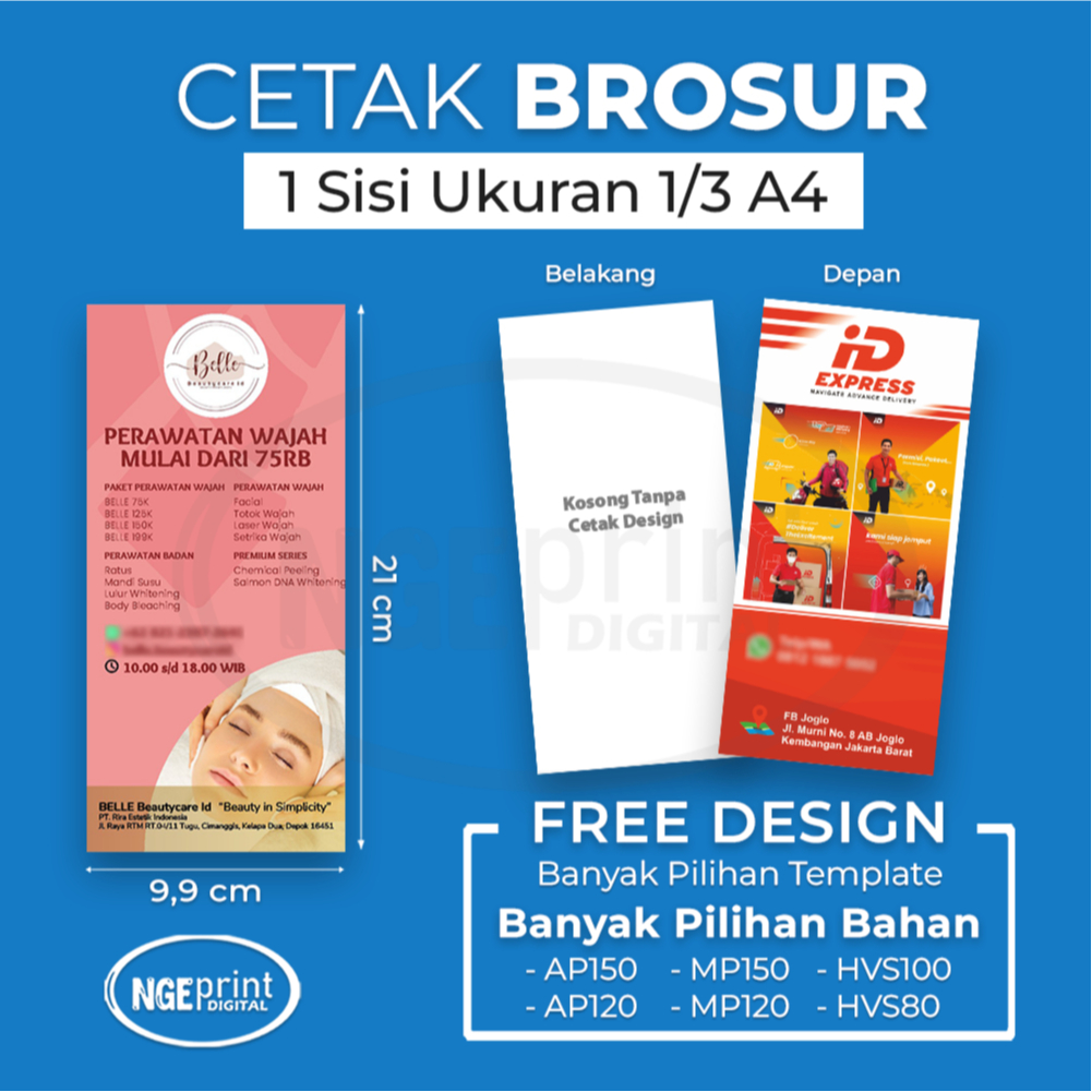 

Cetak Brosur Ukuran 1/3 A4 1 Sisi / Brosur Promosi 1 Muka Free Template Design
