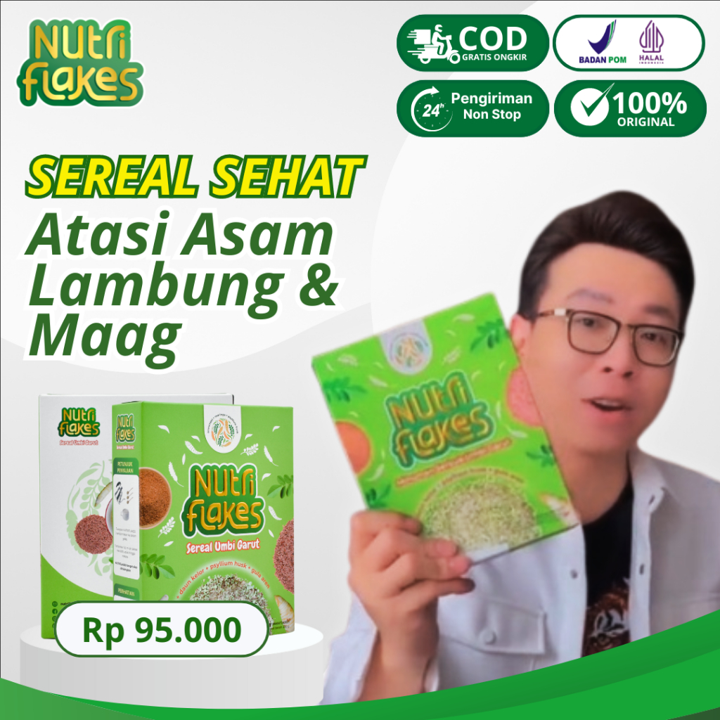 

NUTRIFLAKES Sereal Umbi Garut Atasi Asam Lambung, Maag dan Gerd