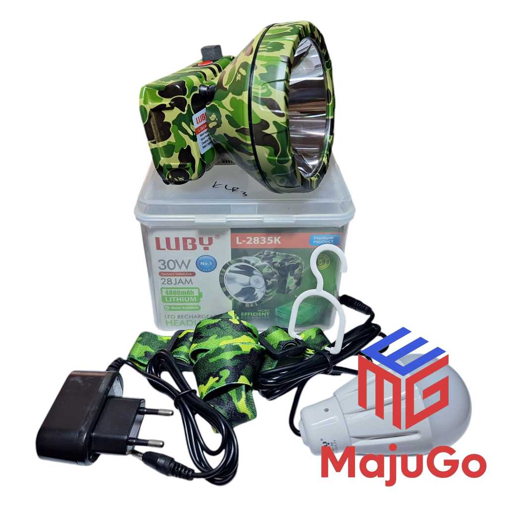 SENTER KEPALA LUBY 30W FREE LAMPU CAHAYA KUNING TIPE L-2835K