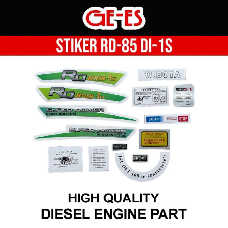 Stiker Mesin Kubota RD 85 1s Stiker Kubota DI 1s Stiker RD 85 New DI 1s Stiker Traktor Kubota Mesin 