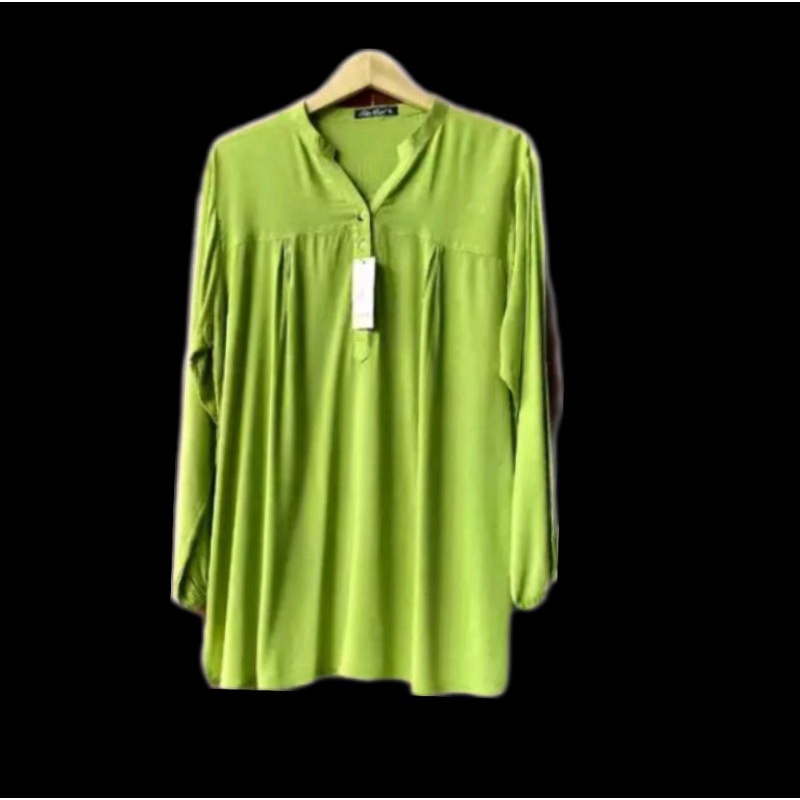 BLOUSE IJO STABILO POLOS-BLUS RQYON-ATASAN JUMBO-LENGAN PANJANG