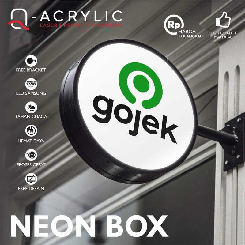 Neon Box Custom | Neon Box Akrilik Bulat 2 Sisi Premium