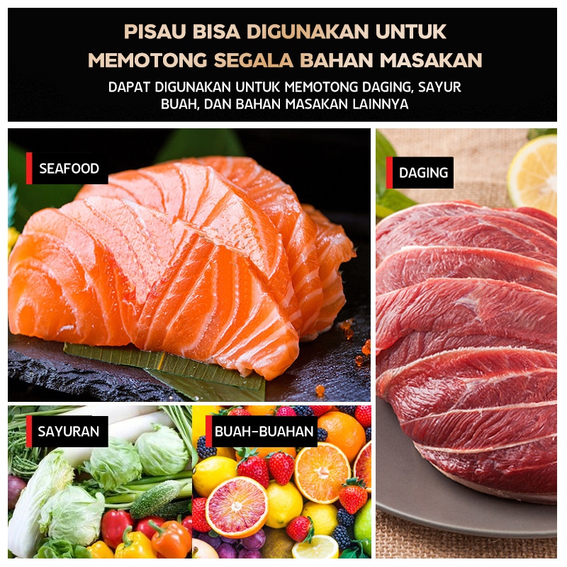 BEST SALE TEXANIA SET PISAU STAINLESS STEEL ISI 7PCS ITANIUM WARNA GOLD PERALATAN DAPUR 7PCS