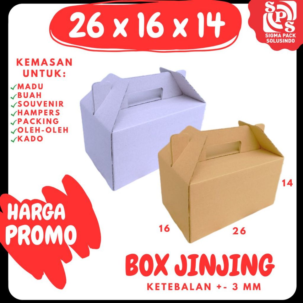 

Box Jinjing 26x16x14 Gable Kardus Packing Bingkisan lebaran/Parcel/Lebaran/idul Fitri/Paket/sembako