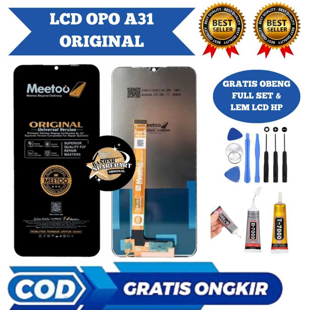 Lcd touchscreen OPPO A31 Original meetoo / Lcd OPPO A31 Original meetoo Full set Gratis obeng dan
