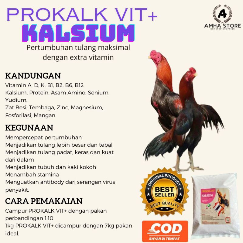 Prokalk vit plus premix ayam kalsium ayam Bangkok suplemen ayam laga vitamin ayam