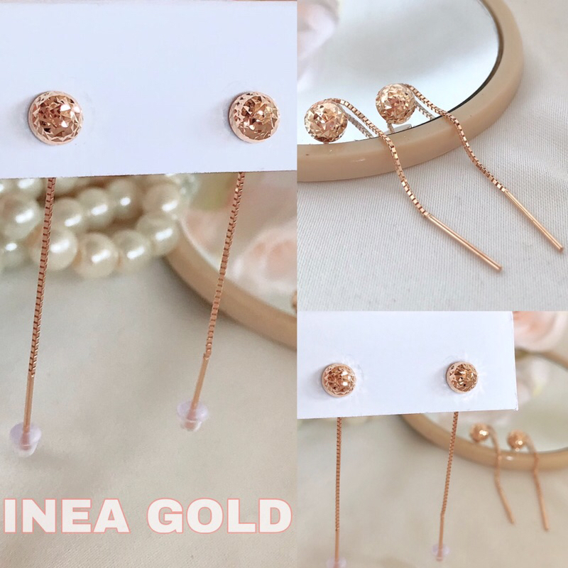 Anting Emas 8k Tusuk panjang Bola Blink