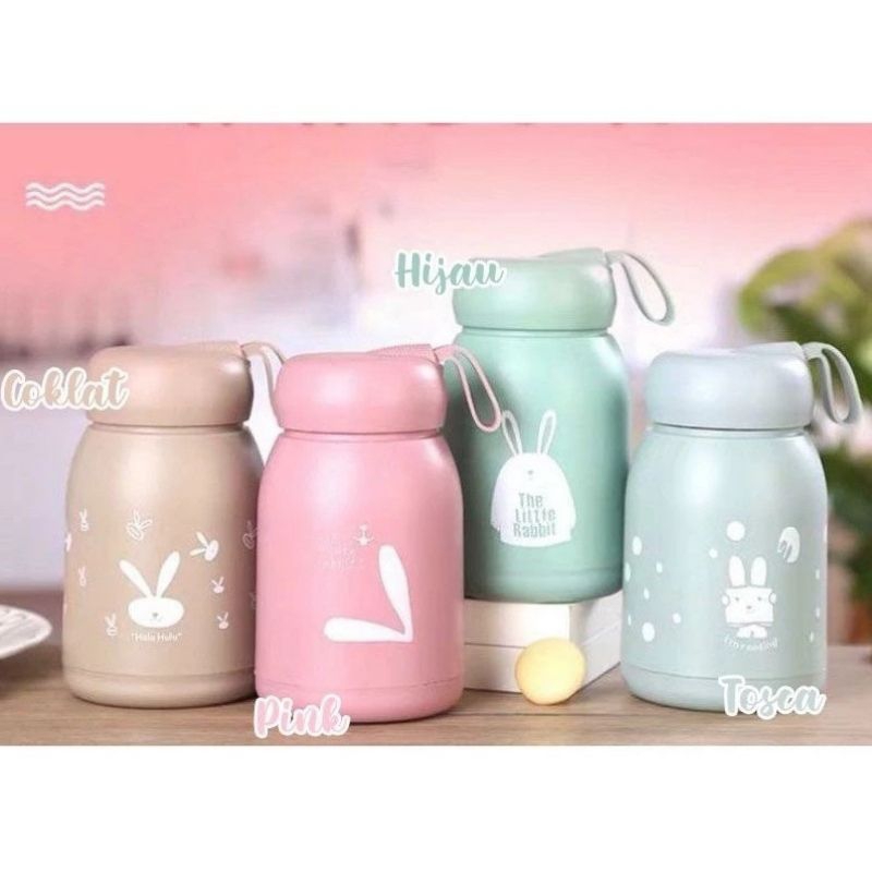 Botol Minum Kaca Kelinci 330ML Termos Kaca Rabbit Mini Tumbler Import Botol Kaca Mini Termos kaca Tu