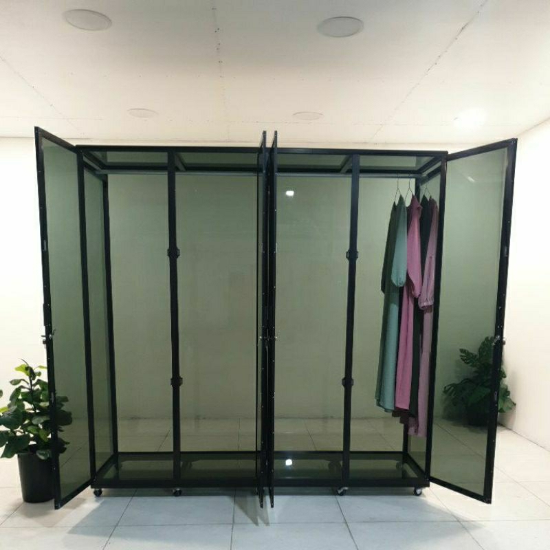 TC ALUMINIUM LB 538 200X55X194 B LEMARI BAJU PREMIUM ALUMINUM TEBAL 1X2 INCH FULL GANTUNGAN HANGER P