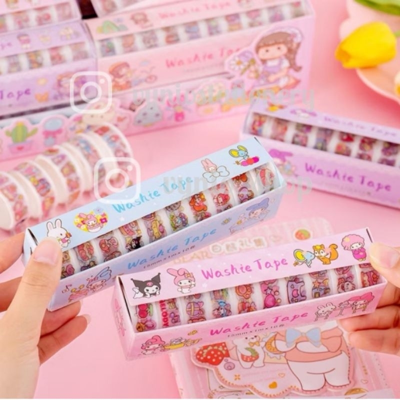 

Isolasi Stiker Lucu / Washie Tape 15 mm × 1 m × 10 pcs