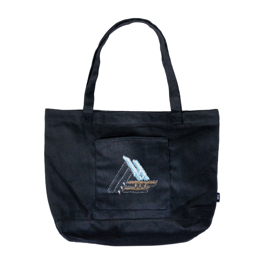 

ID FLADE STUDIOS - TOTE BAG KANVAS BLACK MAGNET - TAS KULIAH PRIA WANITA - LOGO SERIES