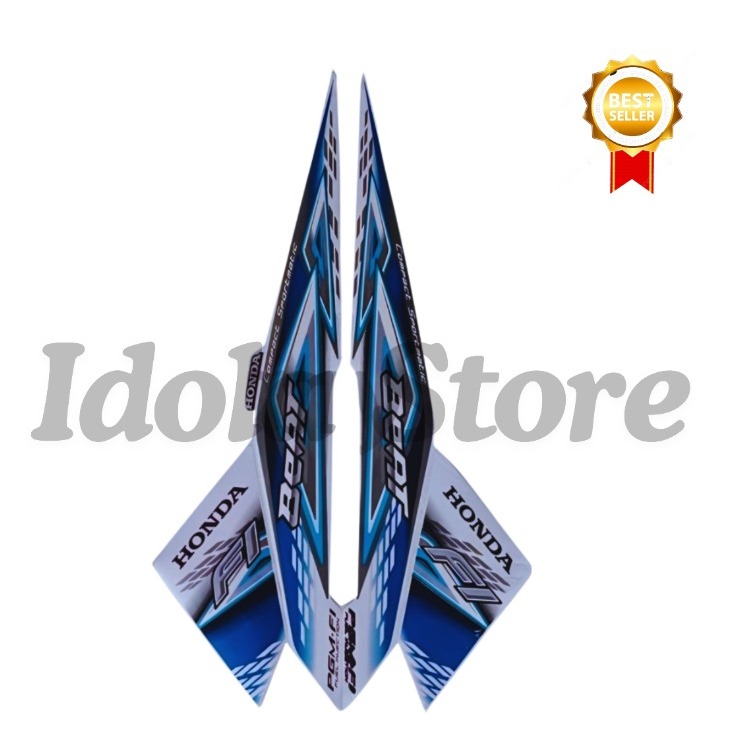 Striping Sticker Honda Beat fi 2014 Biru Putih list body motor beat 2014