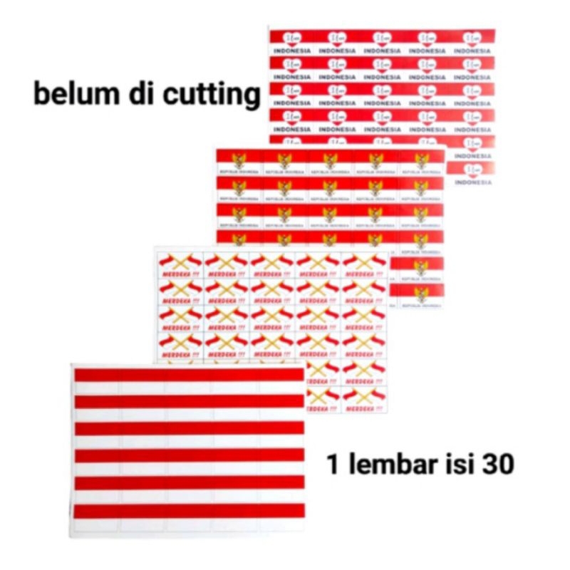 

( isi 30 pcs belum di gunting) stiker pipi / stiker merah putih stiker bendera tempelan HUT RI 17