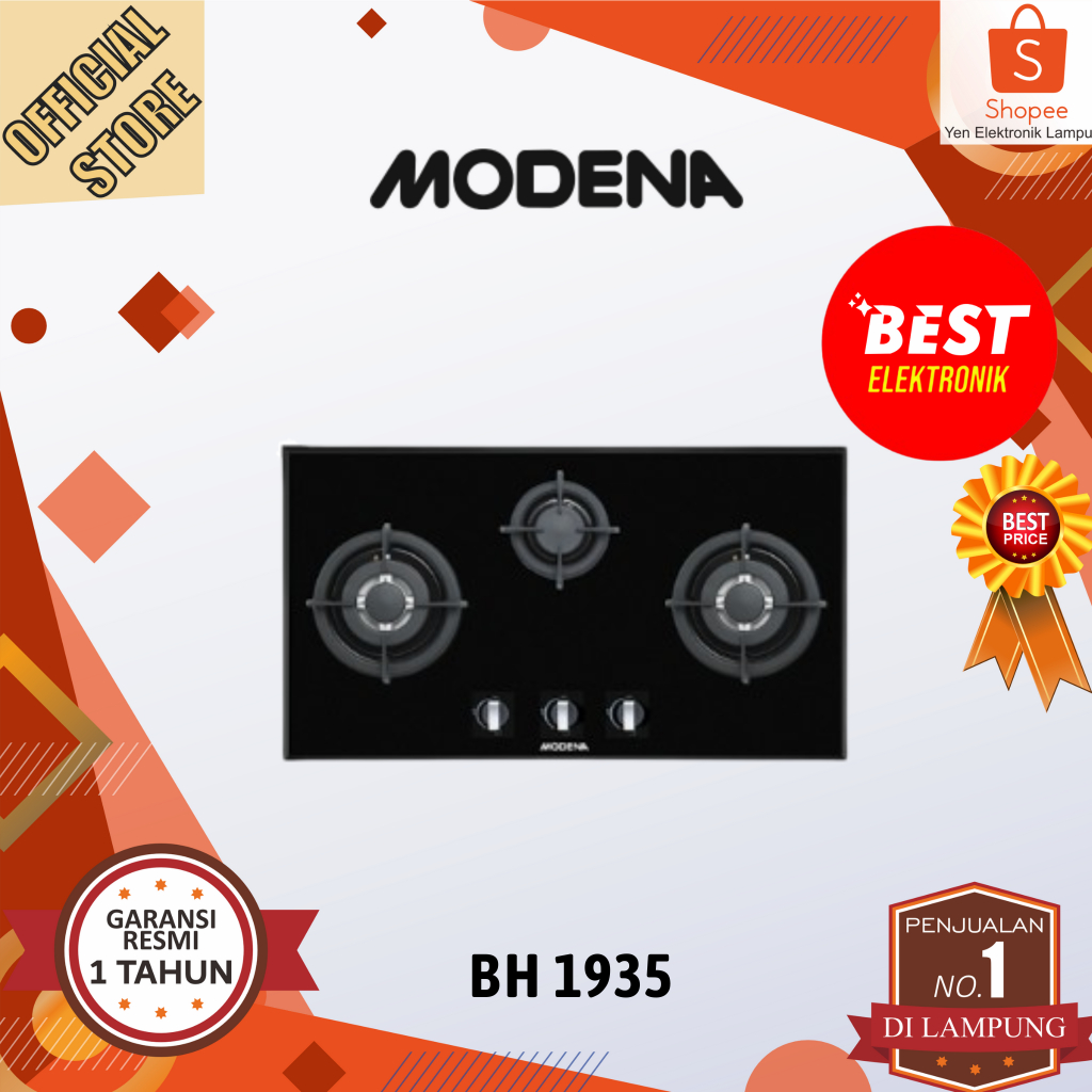 Kompor Tanam MODENA BH 1935 Kompor Kaca Modena Burner Kuningan 70cm Garansi Resmi MODENA 1 Tahun