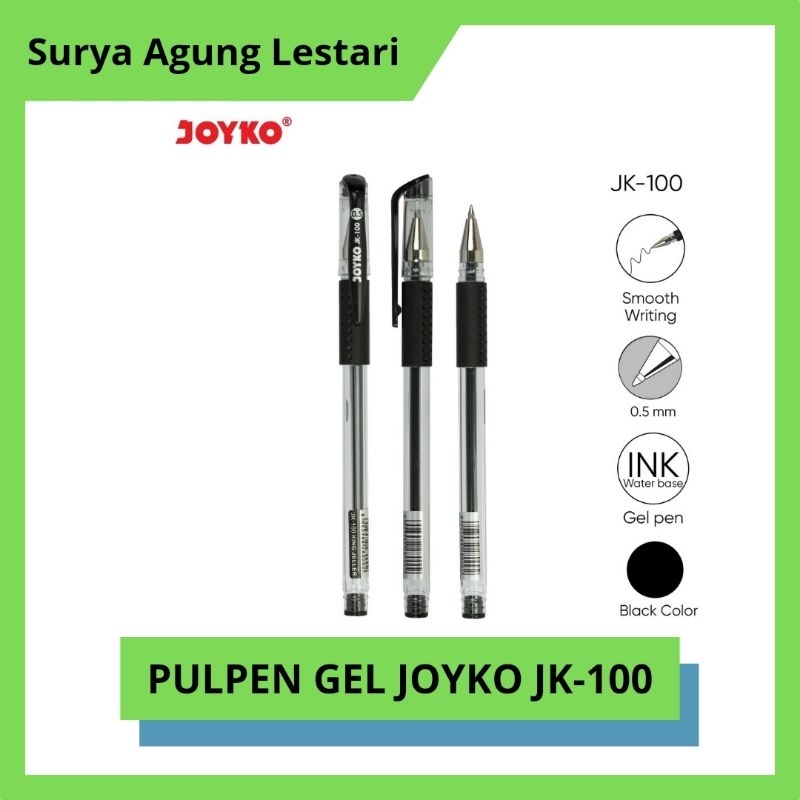 

Gel Pen Pulpen Pena Joyko JK-100 0.5 mm Hitam