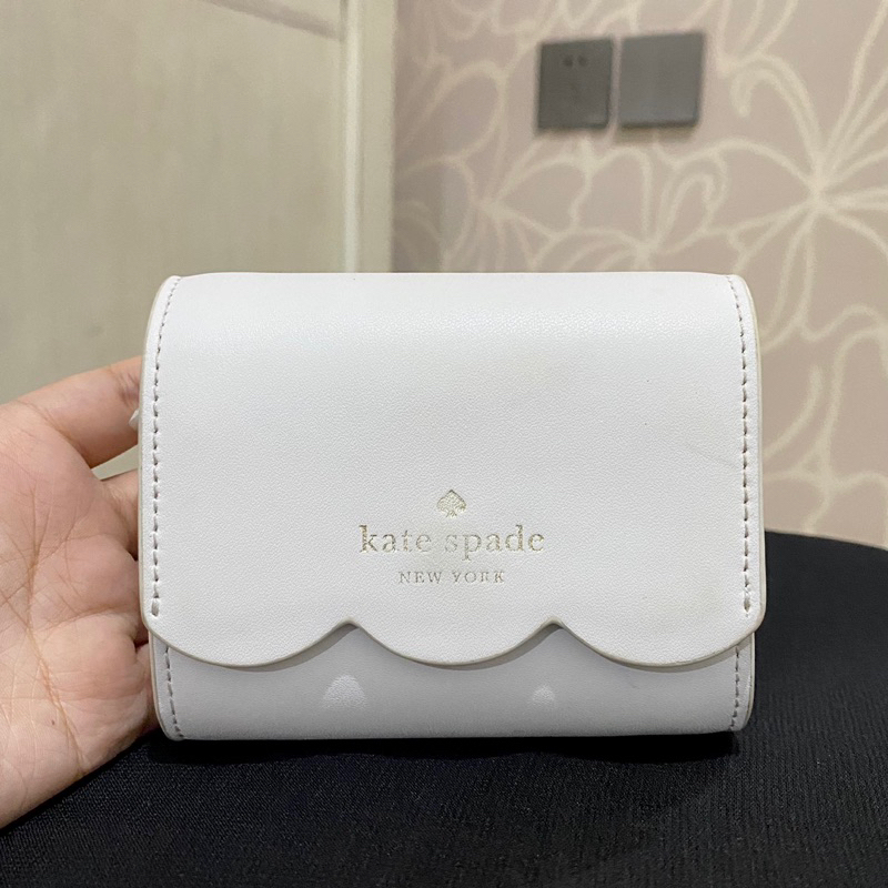 Kate Spade Small Flap Bifold Wallet White Authentic Preloved