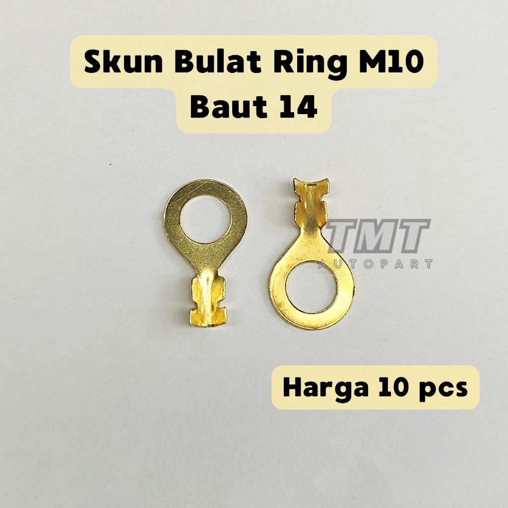 (10 pcs) Skun Bulat Ring M10 / Skun Aki Bulat M10 / Terminal Ring Baut 14 Kabel Kecil