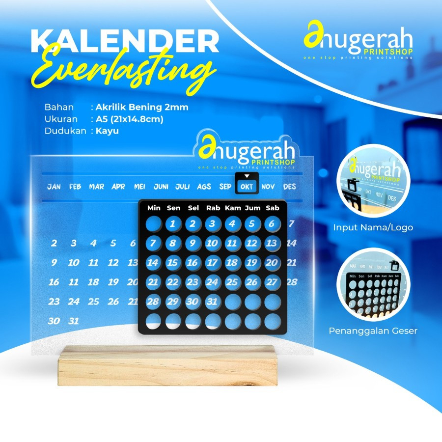 

Kalender Meja Akrilik Everlaseting / Kalender Abadi Stand Kayu Custom - Akrilik Aesthetic - Kalender Akrilik Dengan Lampu LED