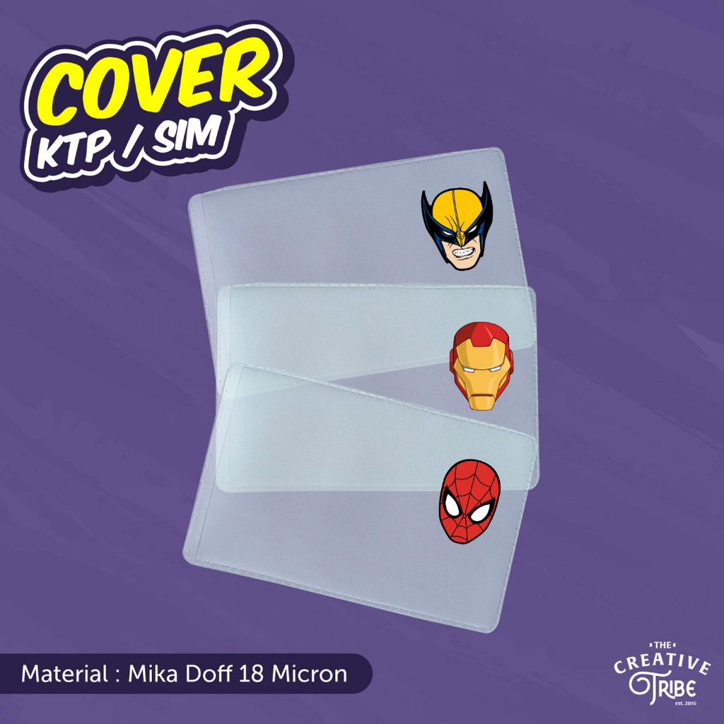

Marvel - Cover KTP / SIM Karakter Unik - Sarung Plastik Mika Pelindung Kartu Iron man spider man
