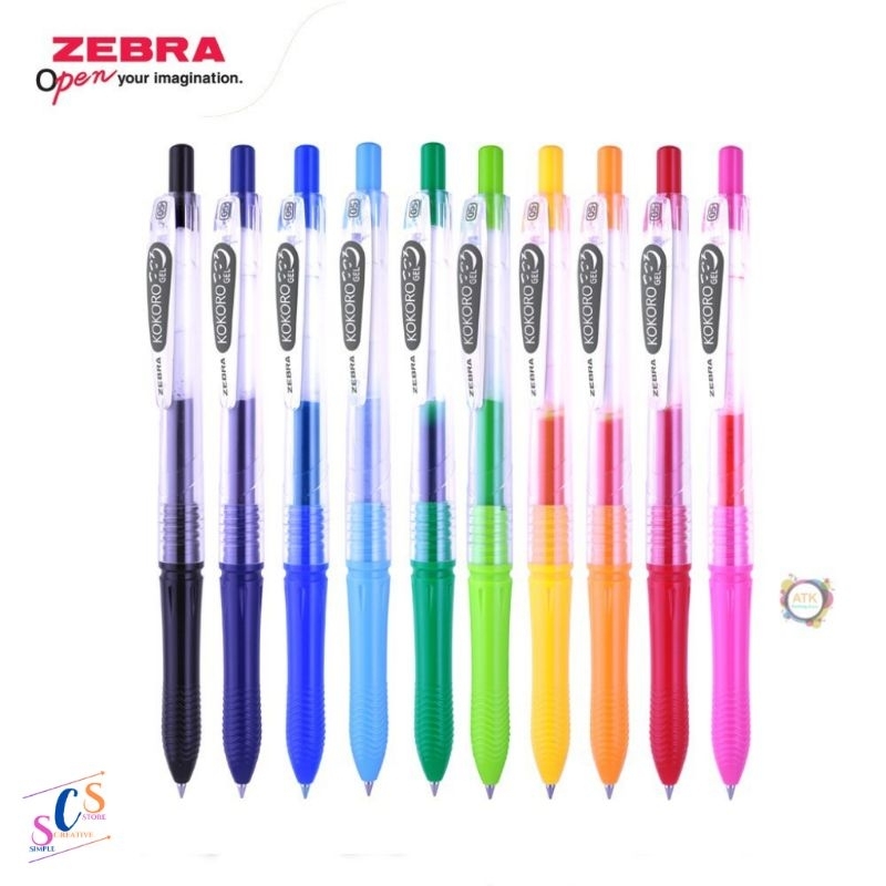 

KOKORO GEL PEN ZEBRA 0.5MM 10 WARNA / PENA KOKORO / PULPEN GEL KOKORO