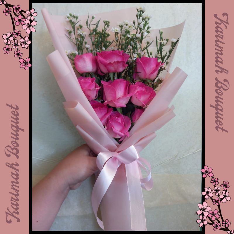 SEHARI JADI Buket Bunga Bandung Asli Segar Fresh Mawar Rose Warna Merah Pink Hadiah Graduation Flowe