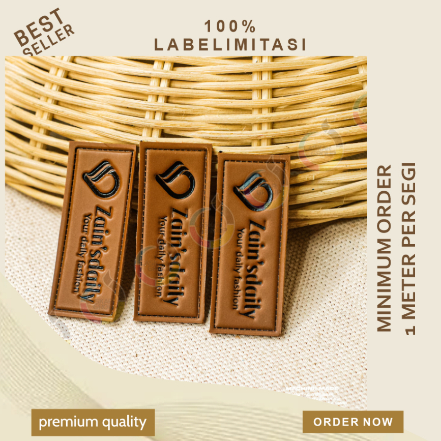 1 meter label imitasi + label sintetis + label kulit sintetis + label kulit sintetis custom