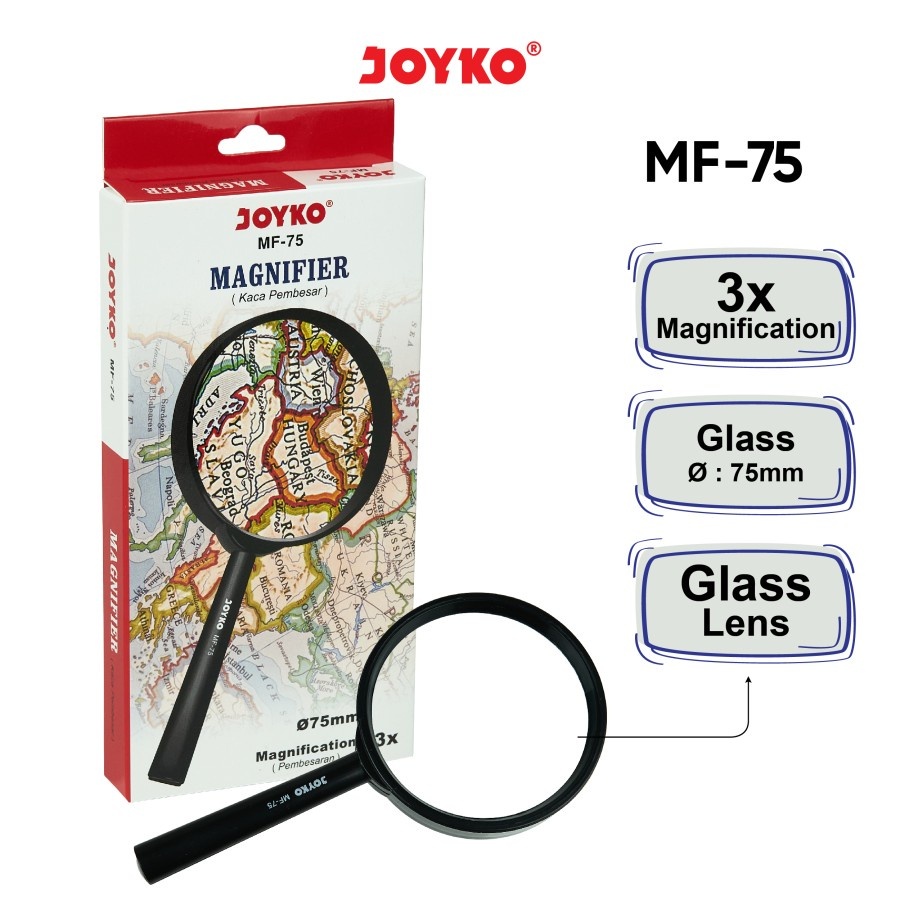 

TBMO KACA PEMBESAR JOYKO MF-75 / Magnifier Magnifying Glass Kaca Pembesar Joyko MF-75 3x75 mm