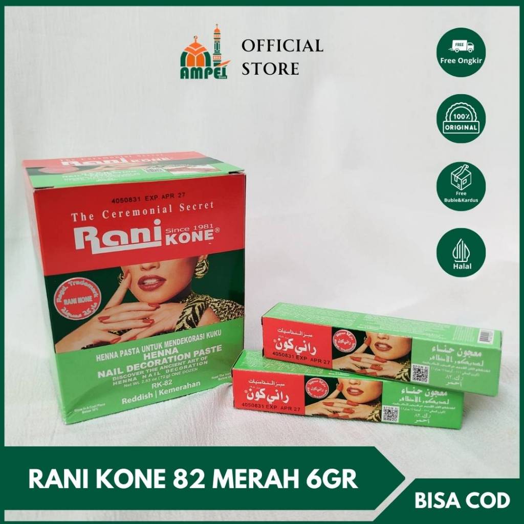 Pacar Kutek Kuku Rani Kone RK 82 6gr Merah Kemerahan Asli Dari India Untuk Kecantikan Wanita