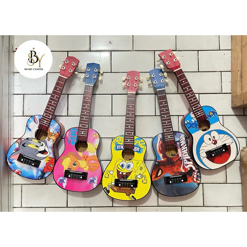 [LOKAL] Gitar Anak dan dewasa / Gitar mini / Cuku Lele Motif/Ukulele / Uku Lele Polos Senar 4  DEWAS