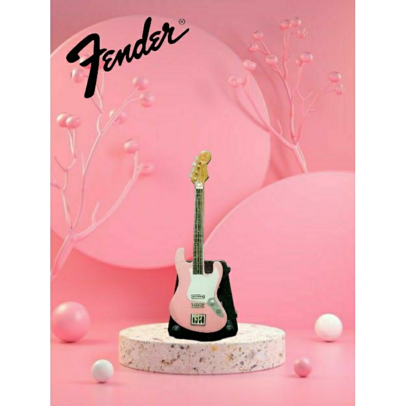 MINIATUR FENDER JAZZ BASS GITAR MINI (11cm) WARNA SOFT PINK