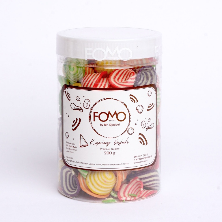 

Kuping Gajah Premium Contong Warna (Toples) - Fomo Snack by Mr Djadoel Camilan Jadul