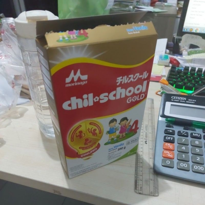 DUS BEKAS SUSU MORINAGA CHIL SCHOOL GOLD 390 GRAM
