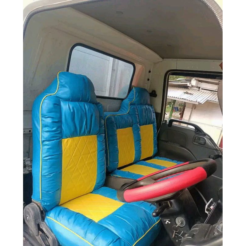 Sarung jok / Cover jok variasi untuk mobil ( Isuzu Elf Traga, Elf Macan ) model sofa motif