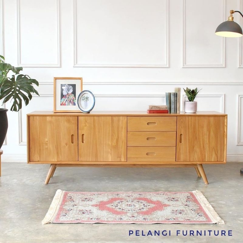 lemari tv retro kayu jati