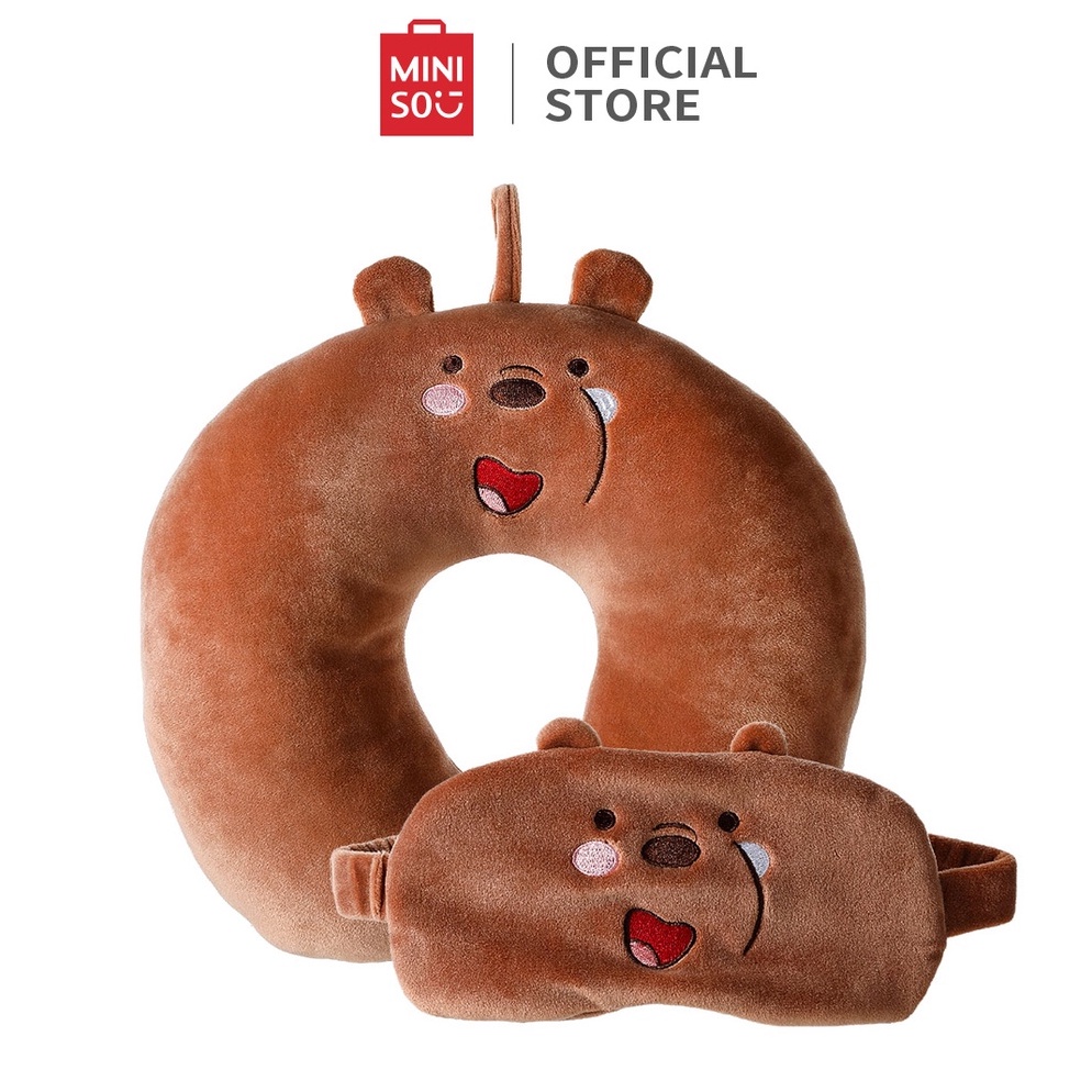 KODE L88J MINISO Bantal Leher Travel Masker Mata Tidur We bare Bears Bantal Leher Dewasa Bantal Lehe