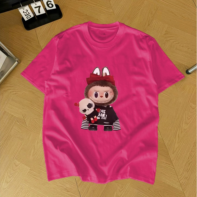 Korea t shirt /kaos oversize wanita/Pola LABUBU T-shirt /Lengan Pendek Kaos Wanita